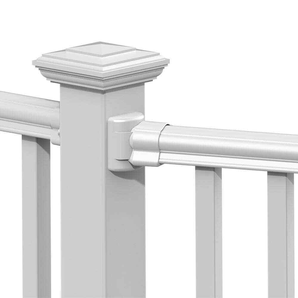 White Vinyl Traditional Left Right Angle Bracket Kit Railing Accessories(4-Pack)