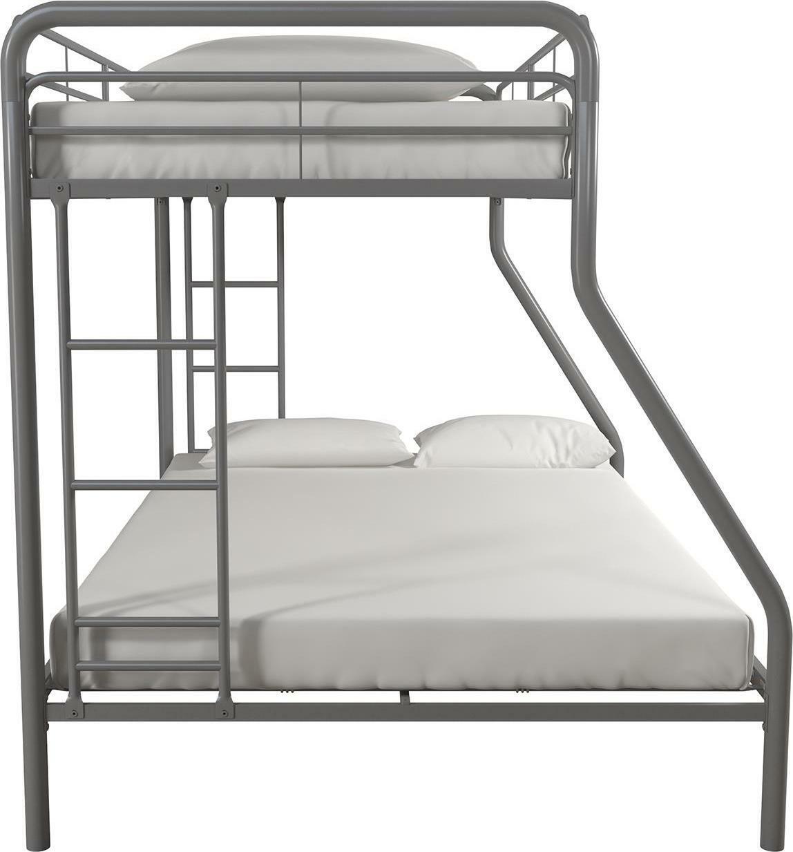 Bunk Beds Twin over Full Kids Girls Boys Bed Teens Dorm Bedroom Furniture Silver