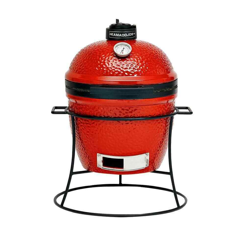 Kamado Joe Jr. 13.5" Charcoal Grill Red Portable w/ Cart Smoke Cook BBQ Camp