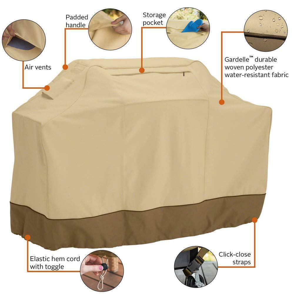 Extra Large Veranda 80L x 26D x 51H BBQ Grill Cover in Pebble Weather Resistant