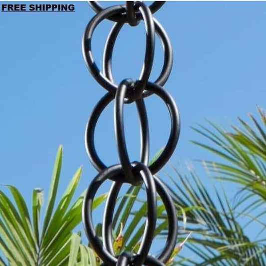 Monarch 8-1/2 ft. Black Powder Coated Aluminum Ring Rain Chain Functional