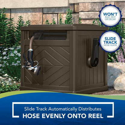 Outdoor Hideaway Water Reel Container 150 Ft Portable Garden Hose Storage Box