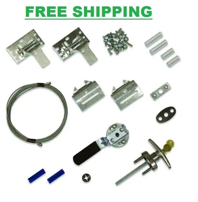 Outside Inside Garage Door Lock Key Handle Set Kit Screws Nut Hardware Part Tool