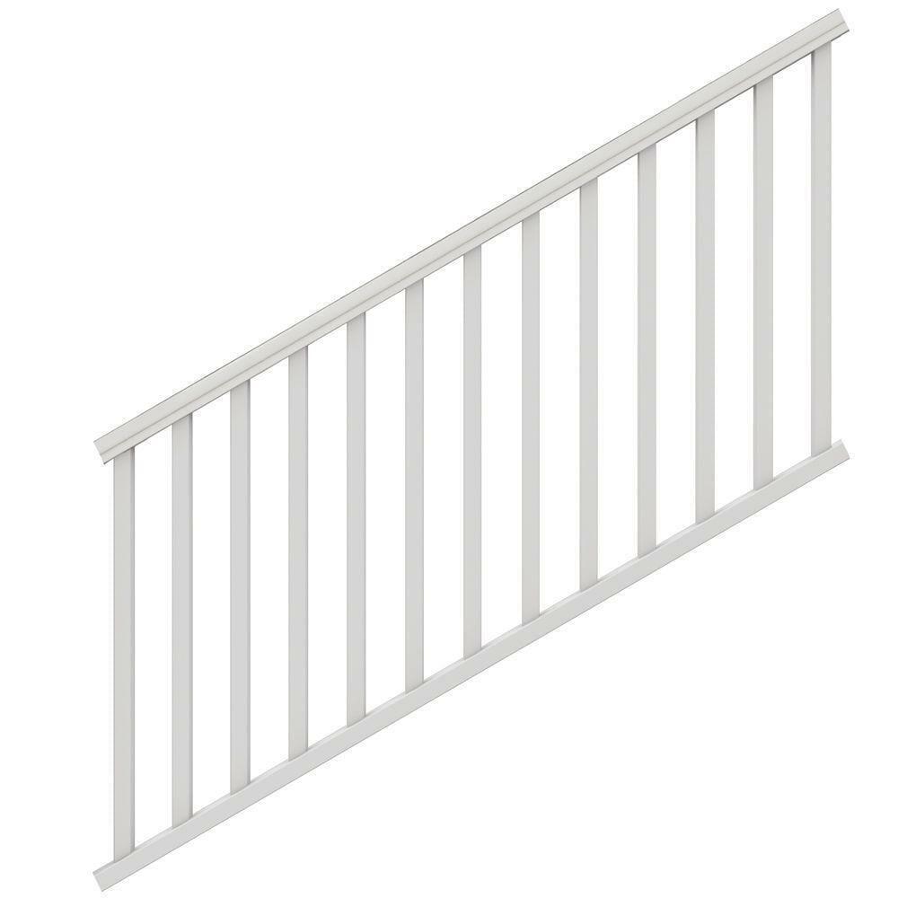 Outdoor Stair Railing Kit White 6 ft. x 36 in. Vinyl Rail Deck Porch Balusters