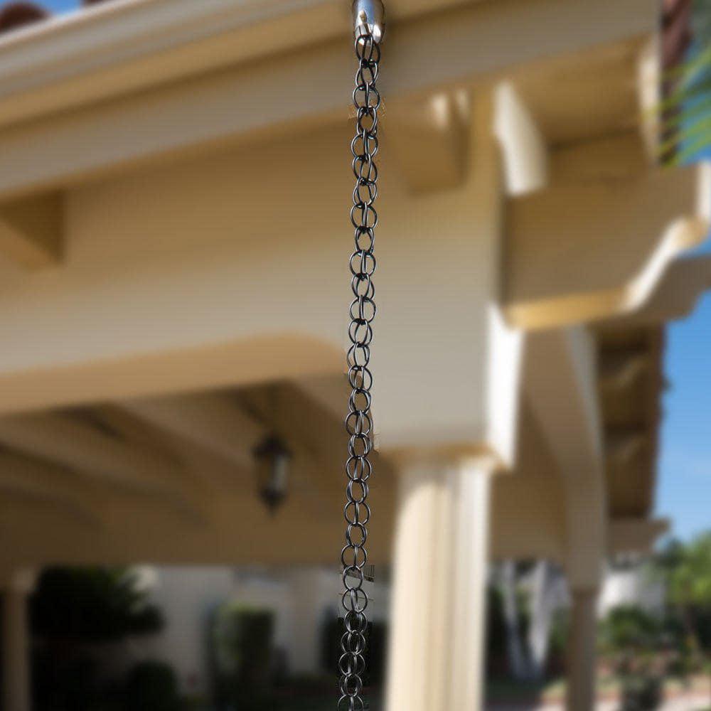 Monarch 8-1/2 ft. Black Powder Coated Aluminum Ring Rain Chain Functional