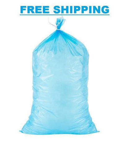 1000 PACK 10 lb. 1.75 Mil Heavy Duty Plain Blue Plastic Ice Bags Twist Ties