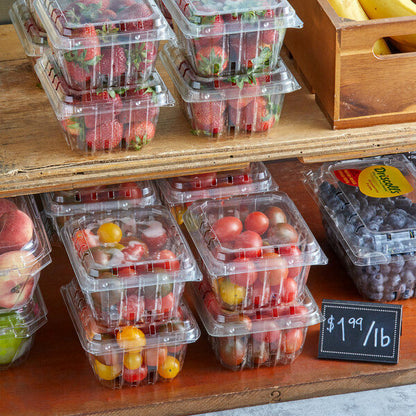 480/Case 1 Pint 5x4 3/8 Clear Square Vented Clamshell Produce/Berry Container