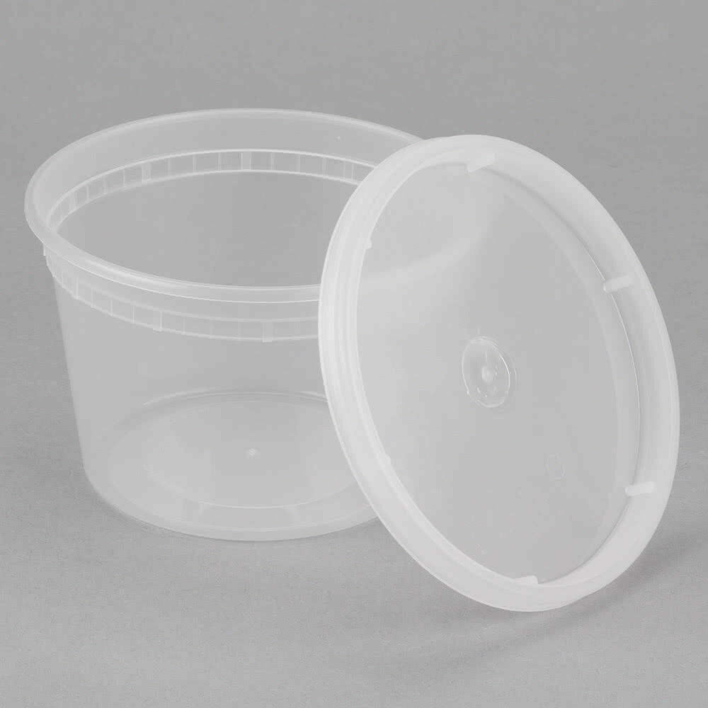 240 Heavy Duty 16 OZ Microwavable Clear Round Plastic Deli Food Container & Lid