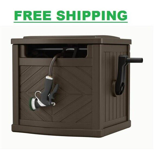 Outdoor Hideaway Water Reel Container 150 Ft Portable Garden Hose Storage Box