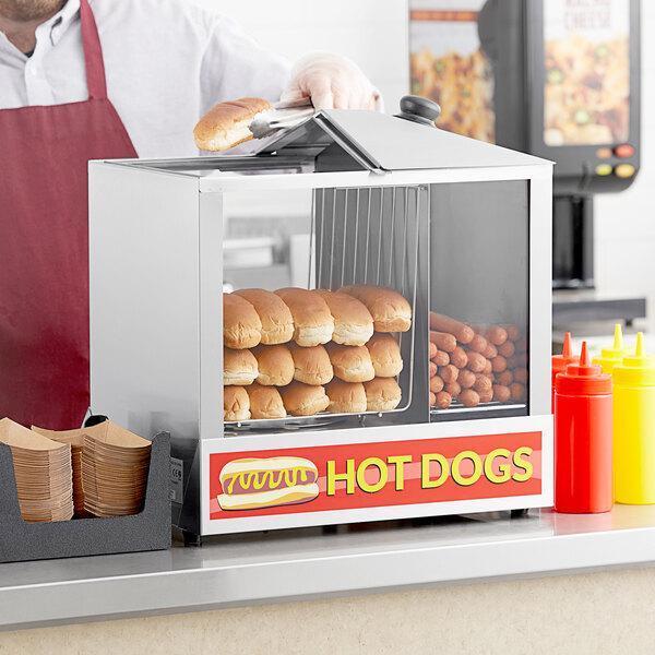 Hot Dog Steamer Commercial 200 HotDog Cooker Bun Warmer Concession Vending Cart