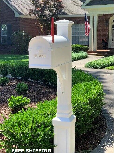 White The Lexington Mailbox and Post Kit Mail Hardware Included Plastic No Rust