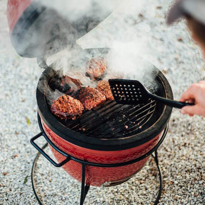 Kamado Joe Jr. 13.5" Charcoal Grill Red Portable w/ Cart Smoke Cook BBQ Camp