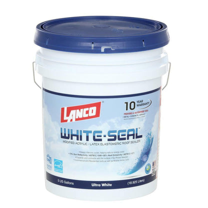 5 Gal. White Roof Seal Elastomeric Rubberized Sealer Waterproof Sealant Coating