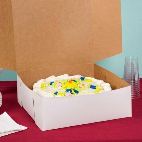 50 Bundle 14 x 14 x 6 Inches Classic White Square Cake Bakery Disposable Box