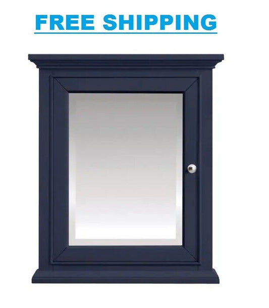 Windlowe 24 in. x 28 in. Surface-Mount Medicine Cabinet in Navy Blue Rectangular