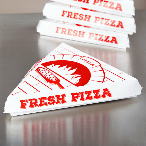 400 Case Choice White Clay Coated Paper Clamshell Pizza Slice Printed Box