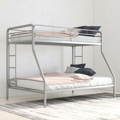 Bunk Beds Twin over Full Kids Girls Boys Bed Teens Dorm Bedroom Furniture Silver