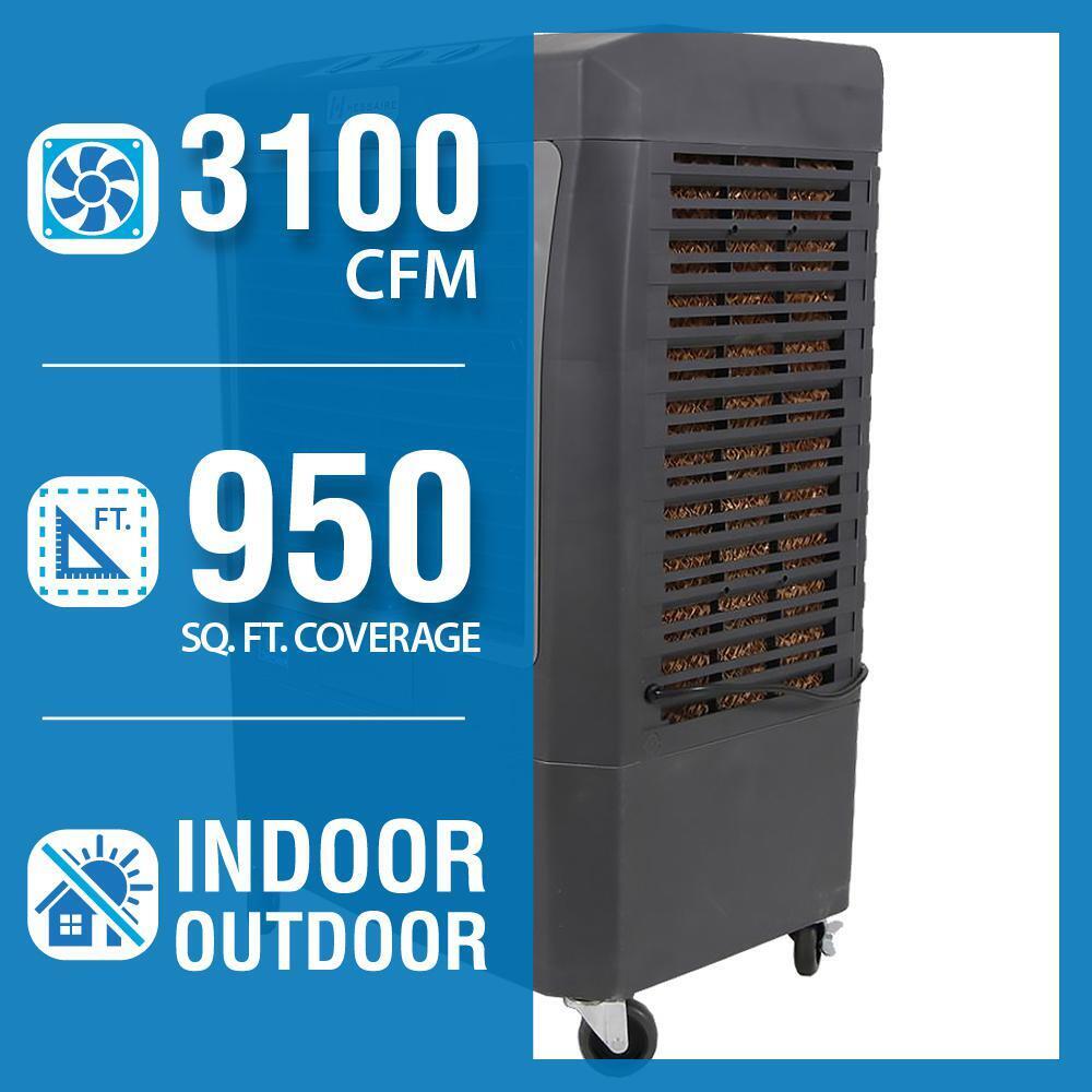 PORTABLE EVAPORATIVE COOLER 3,100 CFM 3-Speed Air Flow Ventilation Cooling Temp