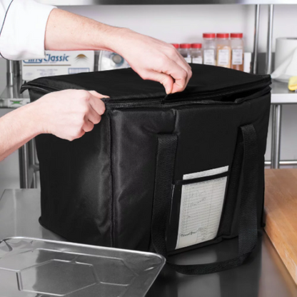 2 PACK Insulated BLACK 15" x 12" x 12 Sandwich Sub Delivery Food Pan Carrier Bag