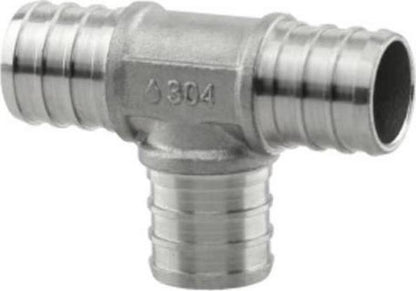 BOSHART 304 Stainless Steel PEX TEE 3/4" x 1/2" x 3/4"  Crimp Fitting Pack of 25