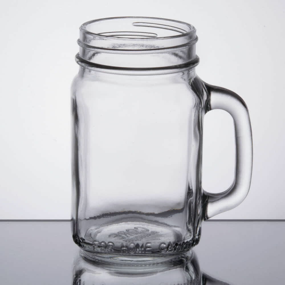 24 CASE 16 Oz Glass Mason Canning Drinking Jar with Handle Bar Beer Restaurant