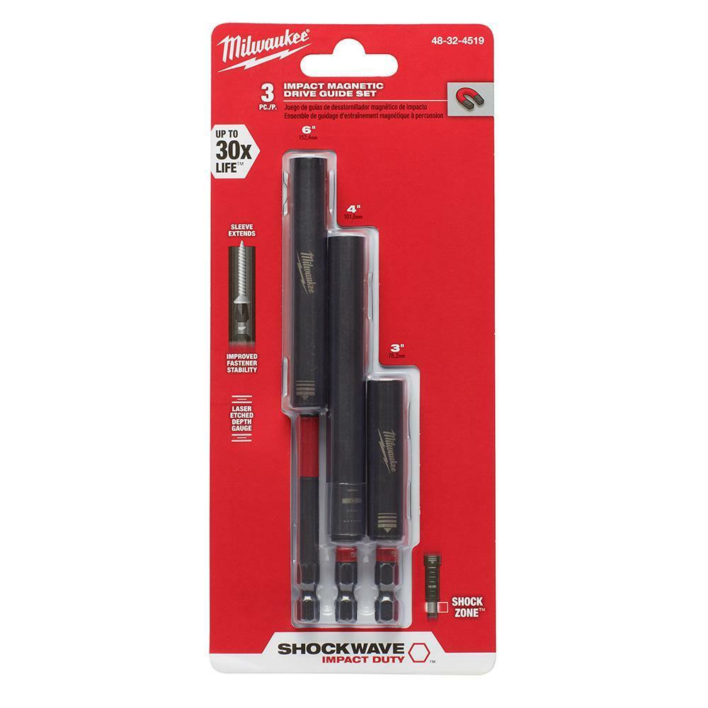 Milwaukee Impact Driver Drill Magnetic Guide Set 3 Piece Screwdriver Bit Holders