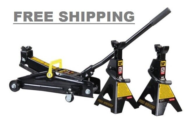 Hydraulic Floor Jack Trolley Jack 2.25 Tons Capacity and 2 Jack Stands Bundle