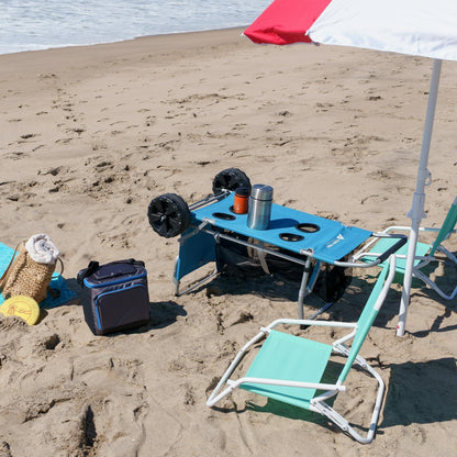 Sand Island Convertible Beach Cart Outdoor Camping Wagon Folding table Blue NEW