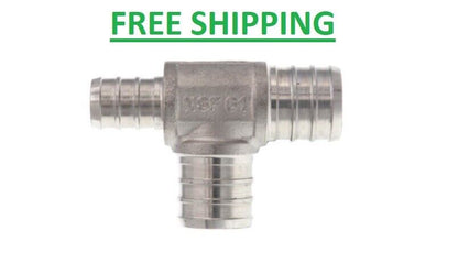 BOSHART 304 Stainless Steel PEX TEE 3/4" x 1/2" x 3/4"  Crimp Fitting Pack of 25