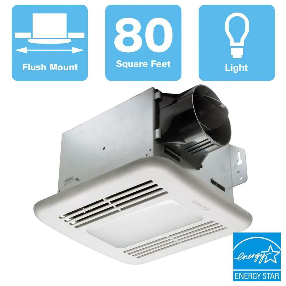 Delta Exhaust Bath Fan LED Light Vent Breez GreenBuilder Series 80 CFM Ceiling