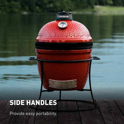 Kamado Joe Jr. 13.5" Charcoal Grill Red Portable w/ Cart Smoke Cook BBQ Camp