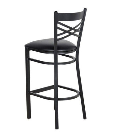 Cross Back Bar Height Chair Restaurant Bar Pub Seat Black Vinyl Detached Seat