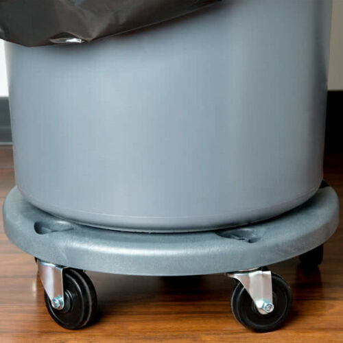 Gray Plastic Trash Garbage Can Bin Mobile Dolly w/ 5 Casters Commercial