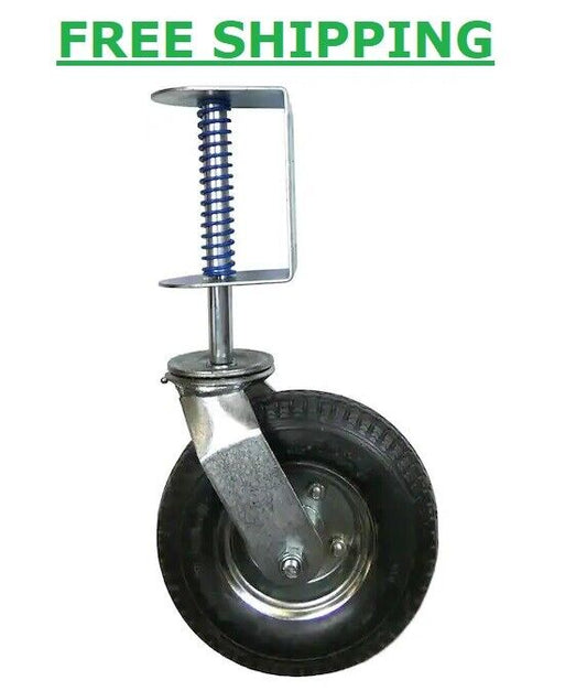 Gate Caster Wheel Support Pneumatic Spring Loaded Swivel Fence Roller Heavy Duty