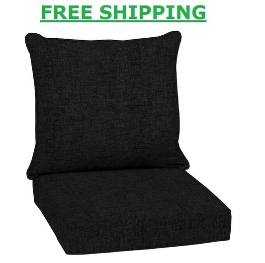 Lounge Chair Cushion 2-Piece Deep Seating Outdoor Seating Black Leala 24x24 Inch