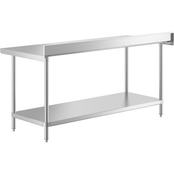 30" x 72" Stainless Steel Open Base Work Prep Table with 4" Backsplash 16-Gauge