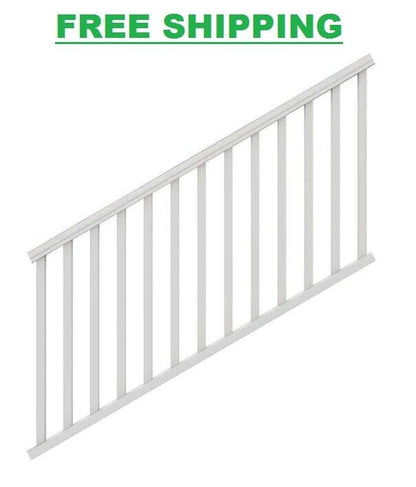 Outdoor Stair Railing Kit White 6 ft. x 36 in. Vinyl Rail Deck Porch Balusters