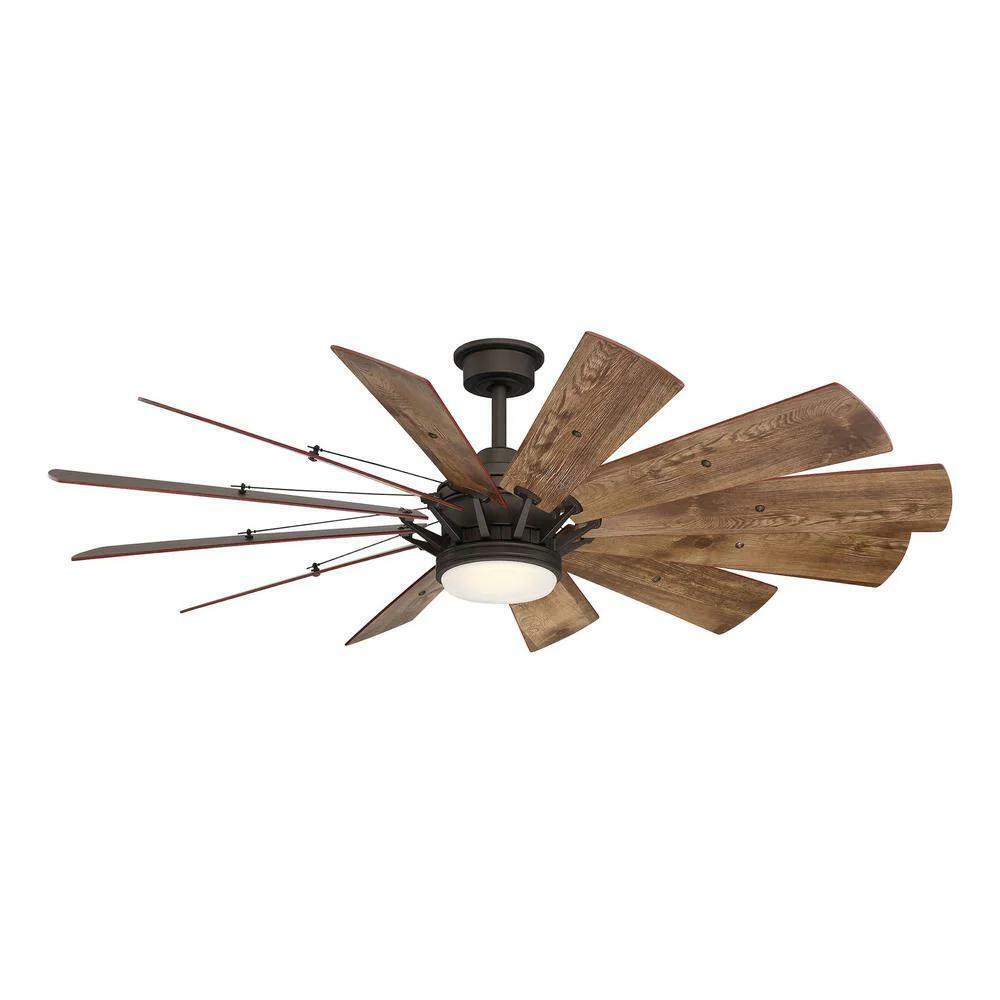 60 in. Large Bronze LED Ceiling Fan Windmill Light Remote Farmhouse Rustic Cabin