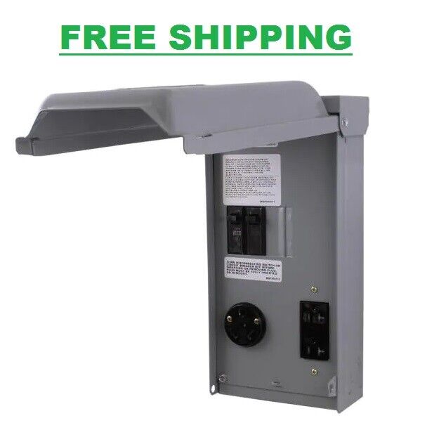 GE RV Power Outlet Box 70 Amp Lockable Outdoor Mini Camp Trailer Circuit Breaker