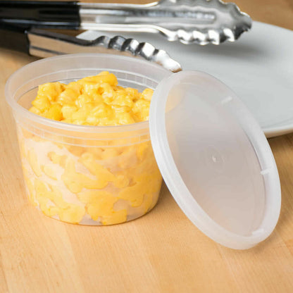 240 Heavy Duty 16 OZ Microwavable Clear Round Plastic Deli Food Container & Lid