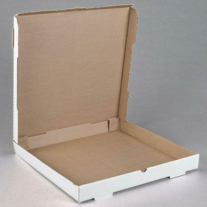 (50-Case) 18" x 18" x 2" White Corrugated Plain Pizza Bakery Square Take-Out Box