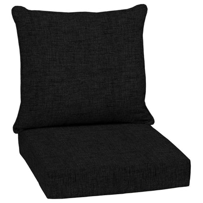 Lounge Chair Cushion 2-Piece Deep Seating Outdoor Seating Black Leala 24x24 Inch