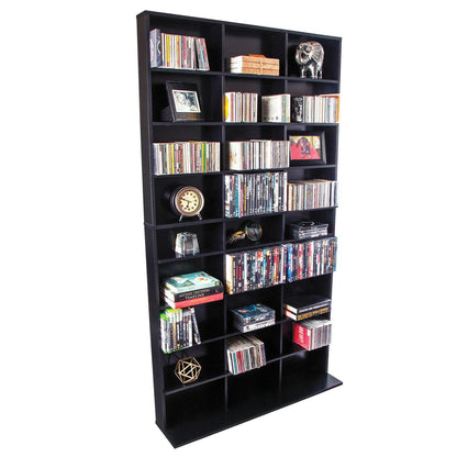 Multimedia Storage Cabinet Stand Tower DVD CD Rack Shelf Organize Media Espresso