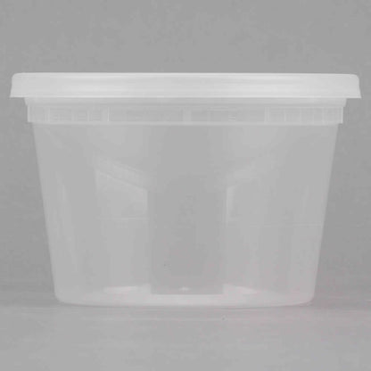 240 Heavy Duty 16 OZ Microwavable Clear Round Plastic Deli Food Container & Lid