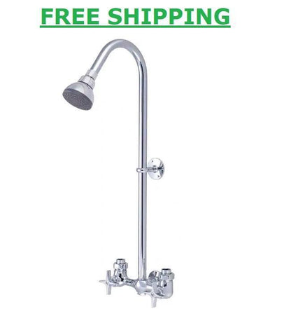 Shower Faucet Exposed 2-Handles 1-Spray Chrome Tarnish Resistant Valve Included