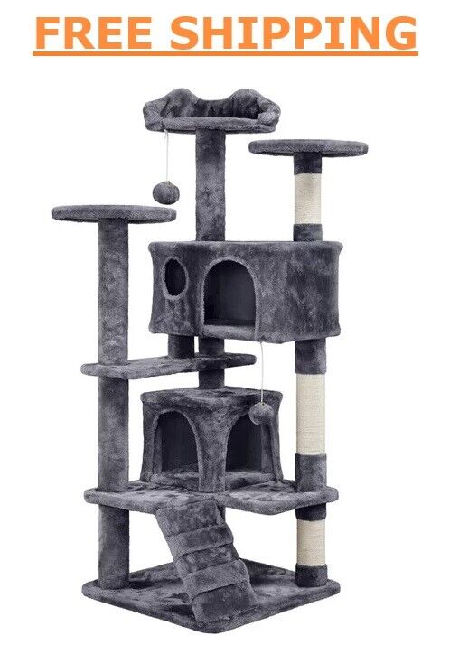 Houses For Cats Towers For Cat Scratching Post 54.5" Cat Tree Tower Condo Rest