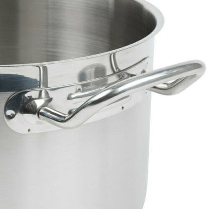 8 Qt. Heavy Duty Silver Stainless Steel Aluminum-Clad Stock Pot with Lid Cover