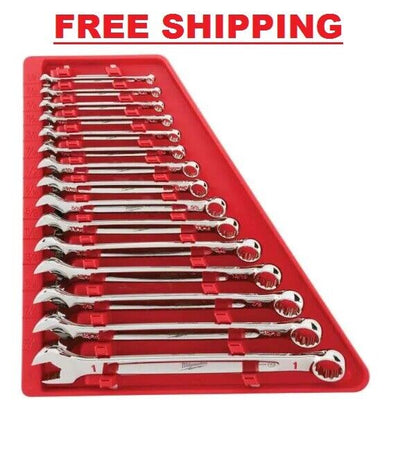 Durable 15 Piece Combination SAE Wrench Set Comfortable I Beam Handles