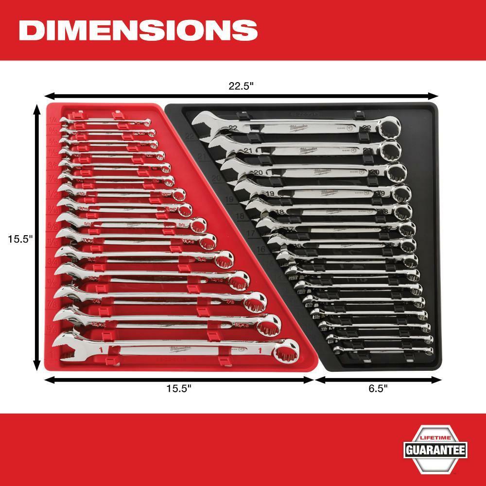 Durable 15 Piece Combination SAE Wrench Set Comfortable I Beam Handles