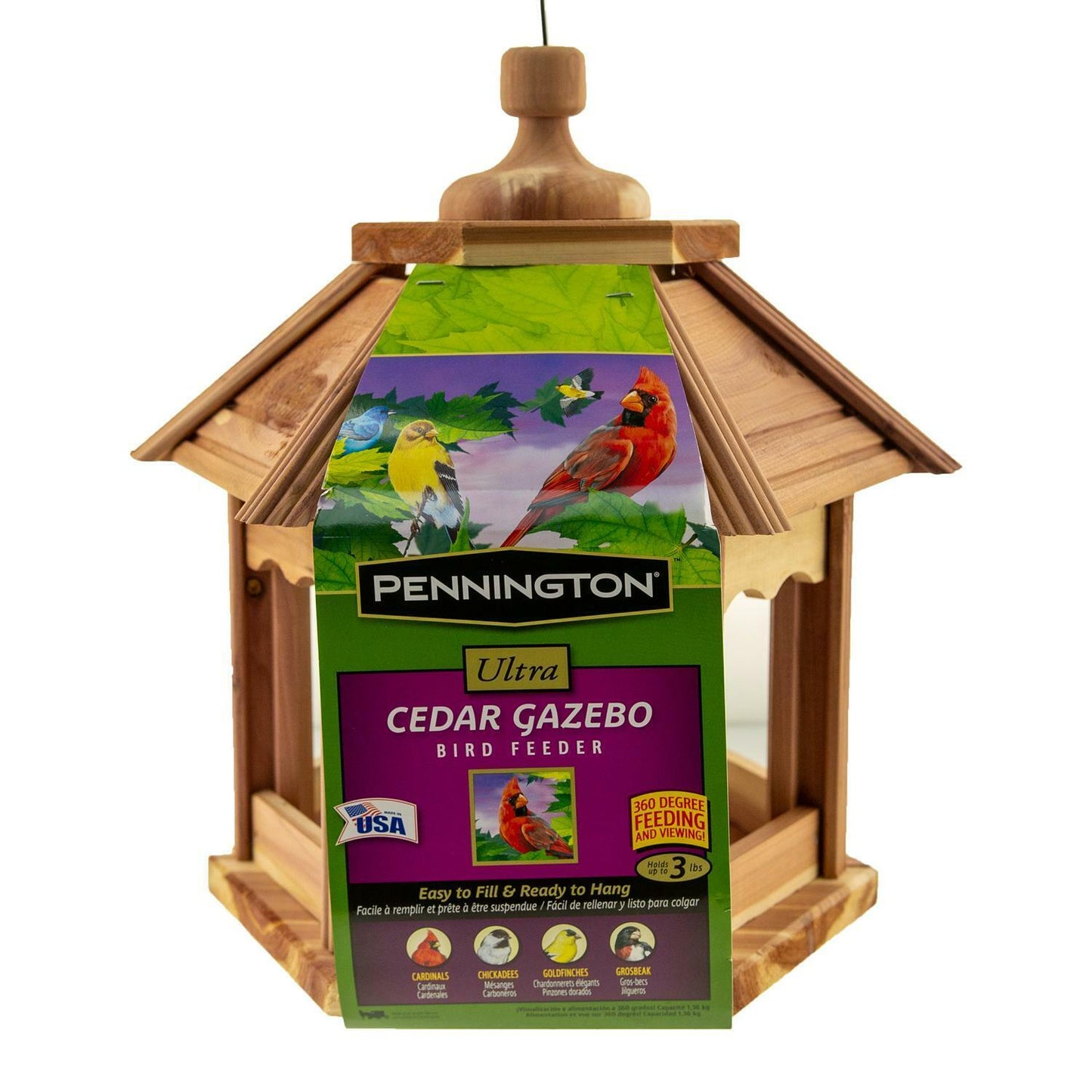 Pennington Cedar Gazebo Wild Bird Feeder, 3 Lb. Hopper Capacity